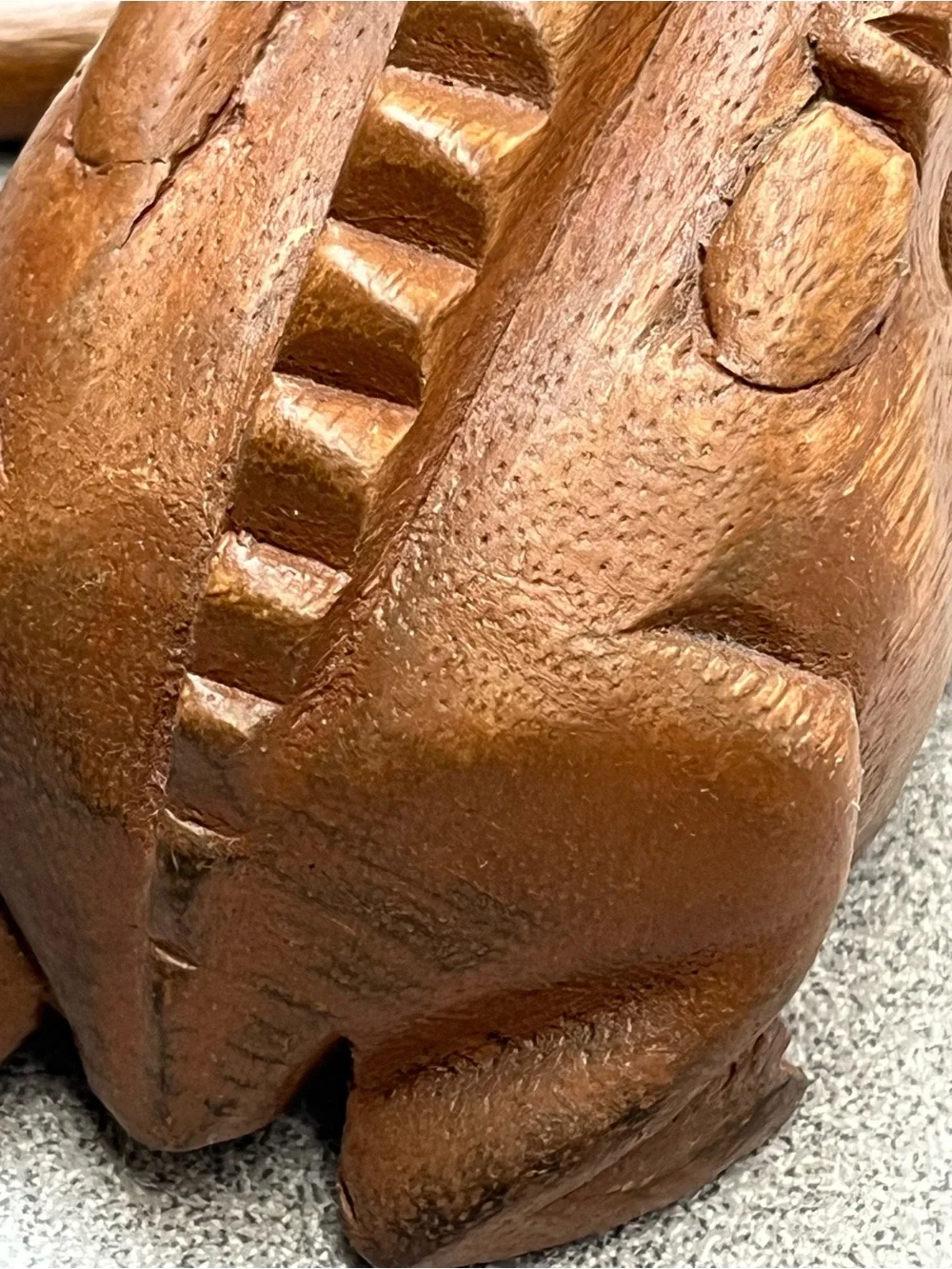 Hand Carved Wooden Frog Guiro Percussion Instrument Thailand w/ Striker